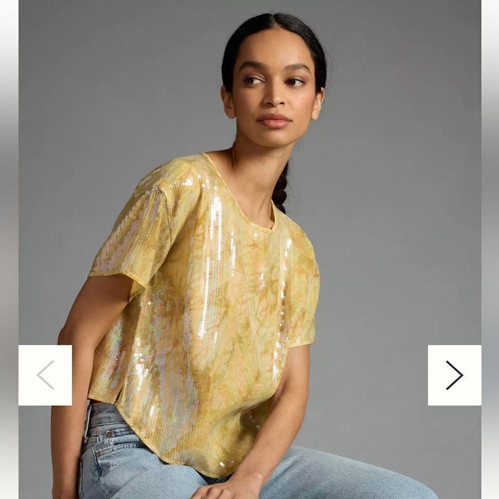 Anthropologie Pilcro Sequin Tech Top Glam Fairy L - Picture 2 of 15